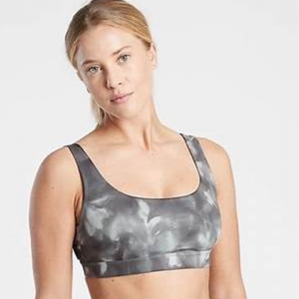 Athleta Exhale Charcoal Tie-Dye Sports Bra